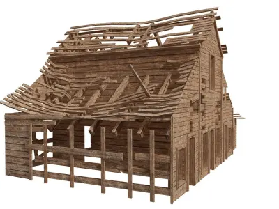 Wooden abandoned old raw barn da1 Low-poly 3D model purchase