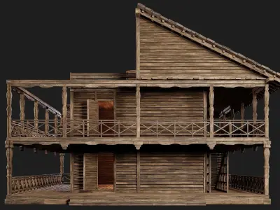 Old Wooden House 4K Textures GameReady 144 Low-poly 3D model