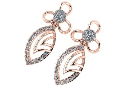 light Wight white gold diamond Earring-Nk-57ER 3D print model