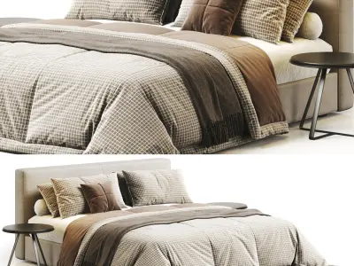 West Elm Curved Modern Upholstered Bed 3D model