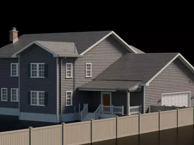 American Cottage House 5 Low-poly 3D model