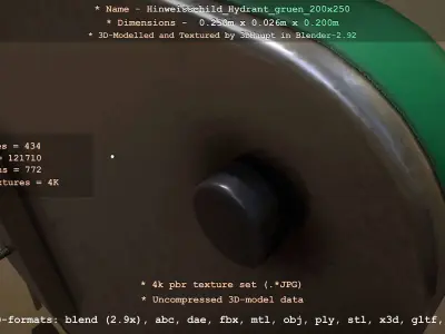 Hinweisschild Hydrant gruen 200x250mm Low-poly 3D model