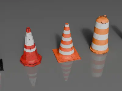 Street Traffic Cone Set Low-poly 3D model