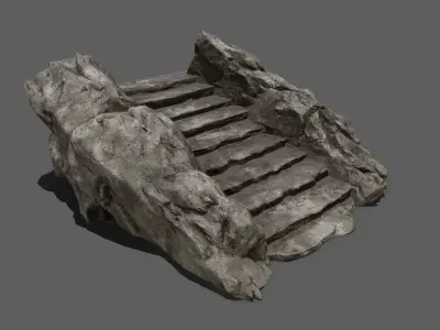 Stairs rock Low-poly 3D model shop