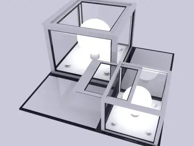 Lamps And Boxes Golden Section 3D Model Pack