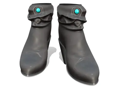 Wrinkled Sci-fi Black Ankle Boots Low-poly 3D model