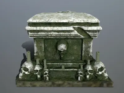 tomb 1 casket with skulls Low-poly 3D model