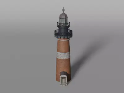 Old brick lighthouse Low-poly 3D model