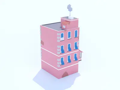 Italian Building number 9 Lowpoly Low-poly 3D model