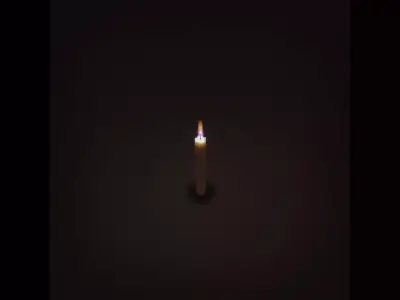Candle with procedural flame 3D model