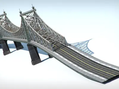 Bridge low poly detailed Low-poly 3D model
