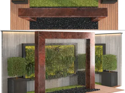 Collection of 9 waterfront models fountain 3D Model Pack