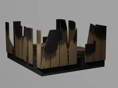 Fired house for game Low-poly 3D model