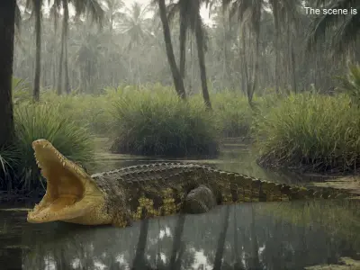  Crocodile with Open Mouth 