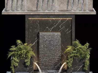 Waterfall fountains cascade 04 3D model