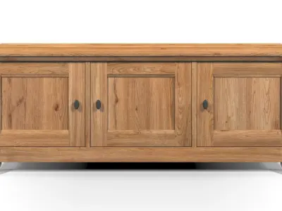 Country Cabinet 3 Door Solid Natural Oak  3D model