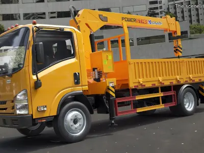  Yellow Truck Crane Manipulator ISUZU NPR 