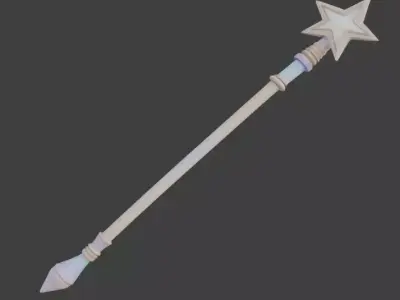 Golden Star Magical Girl Wand 3D Model Low-poly 3D model