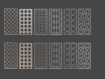 decorative wooden wall frames or iron fences Low-poly 3D model
