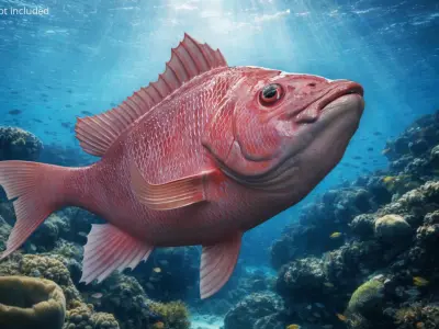  Campeche Red Snapper Rigged For Maya Animated Set 