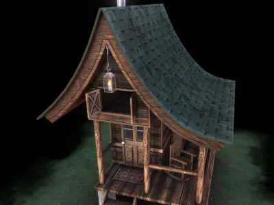 Rustic Cabin Low-poly 3D model