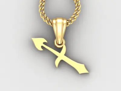 Sagittarius Light Gold Pendant Version 5 3D print model