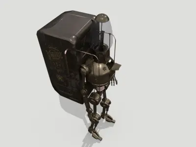 Steampunk Vendor Robot Low-poly 3D model