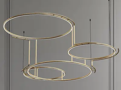 BROCHE chandelier with three circular circles hanging from ce... 3D model