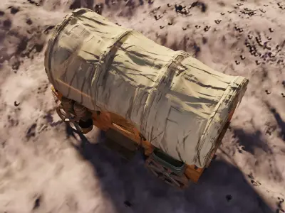 Settler Wagon 3D-Model- perfect for game engines Low-poly 3D model