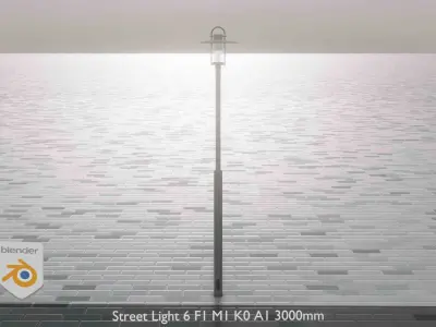 Street Light 6 F1 M1 K0 A1 3000mm Low-poly 3D model
