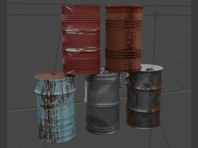 Barrel Set 001 Low-poly 3D model