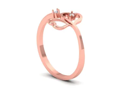 Solitaire Wedding Engagement Women Heart Bypass Rings 3D print model