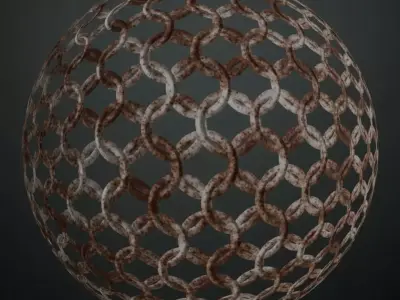 Rusty Round Iron Chainmail PBR Seamless Texture