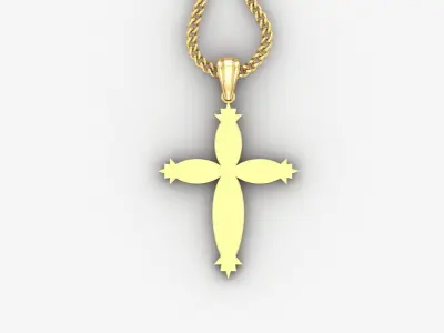 Light Gold 18K Cross Pendant 1CP061 3D print model