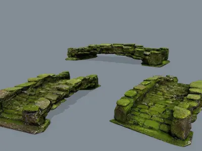 Ruin set Low-poly 3D model 2