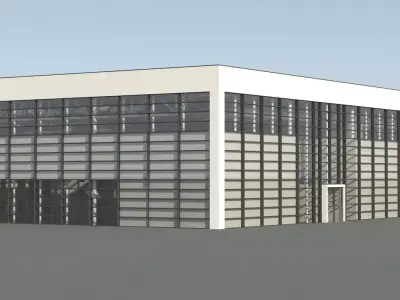 Warehouse 8 industrial building with roof 3D model