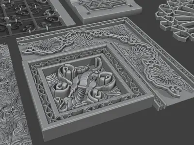 Carvings Oriental style arch Arabic wall Oriental Wall CNC 3D model