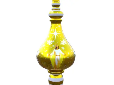 Christmas Ornament Gold Bauble PBR Holiday Decoration 3D Model Low-poly 3D model purchase