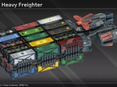 Spaceship CFS24 Heavy Freighter Low-poly 3D model