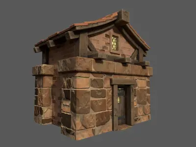 Stylized Cartoony Medieval House Low-poly 3D model