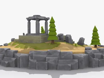 Island cartoon x1  Low-poly 3D model