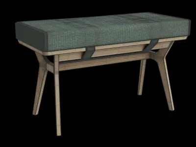 End Of Table Dining Bench Bay Green And Oak 3D model