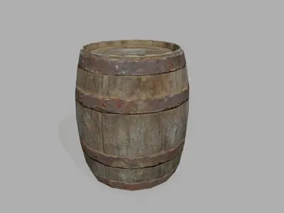 Wooden Barrel Low-poly 3D model