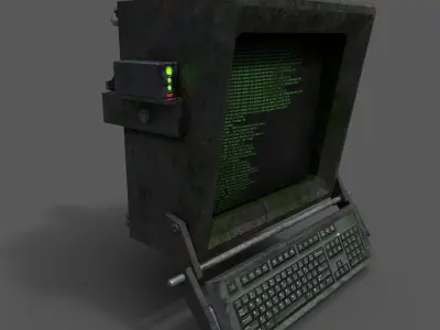 Cyberpunk PC old computer Low-poly 3D model