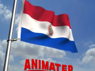Paraguay Flag Animated 3D model