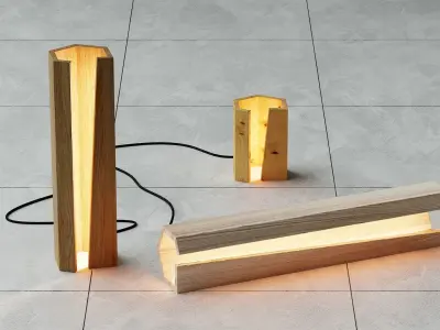 Modern WOOD LIGHT Low-poly 3D model