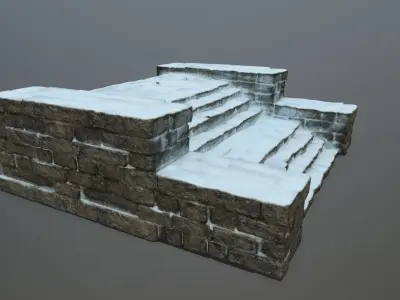 Ruin Stairs Low-poly 3D model 5