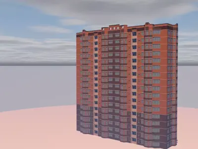 Multi-stored building Low-poly 3D model