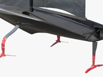  High-Speed Foiling Regatta Yacht Black 