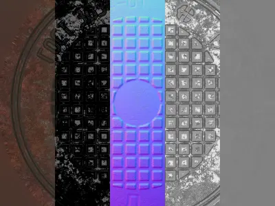 Russian sewer lid - 3 Low-poly 3D model